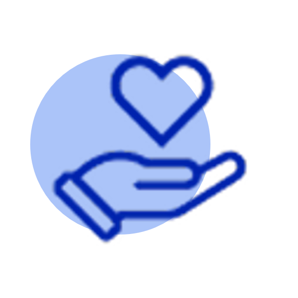Icona di una mano che sostiene un cuore - Assistenza e supporto alle donne - Seleziona per approfondire